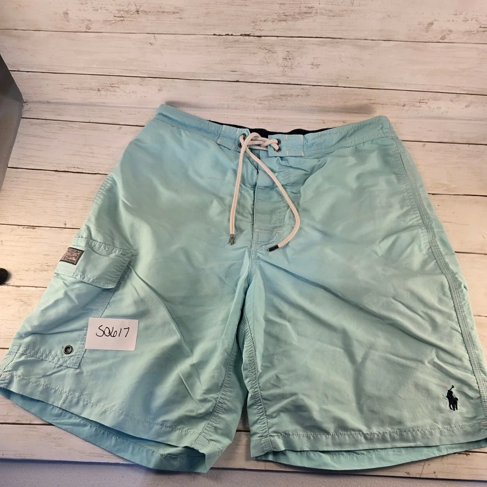Polo Ralph Lauren Mens Blue Cargo Swim Trunks Board Shorts Size Medium